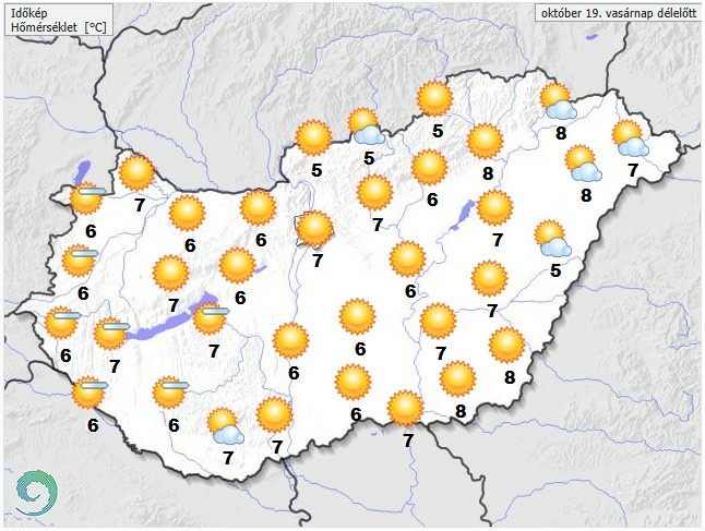 Időjárás-előrejelzés vasárnap délelőttre