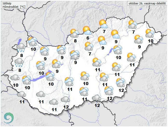 Időjárás-előrejelzés vasárnap délelőttre
