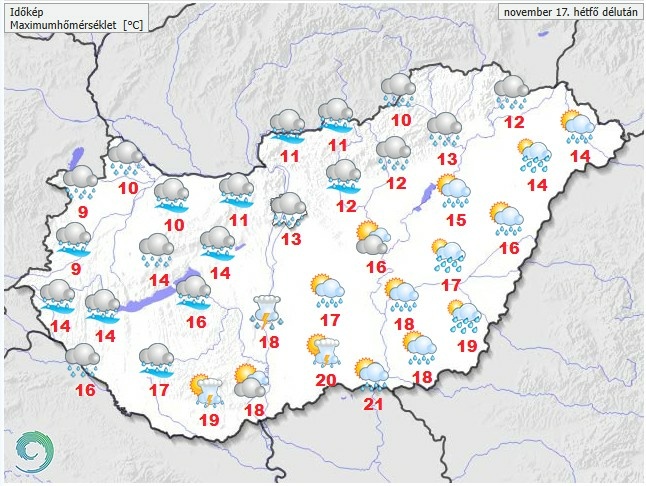Időjárás-előrejelzés hétfő délelőttre