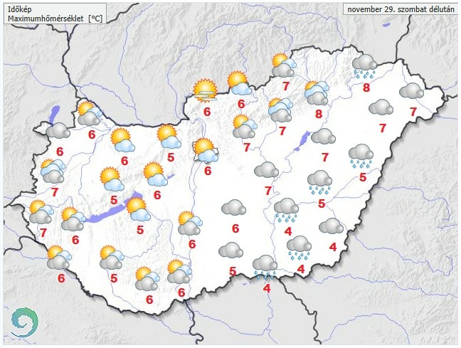 Időjárás-előrejelzés szombat délutánra