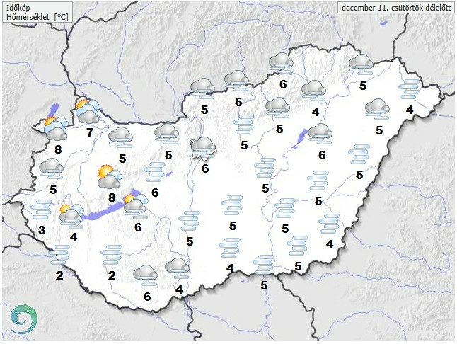 Időjárás-előrejelzés csütörtök délelőttre