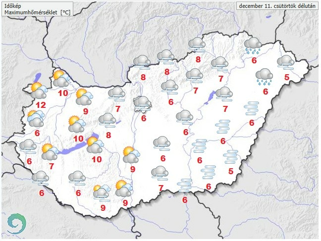 Időjárás-előrejelzés csütörtök délutánra