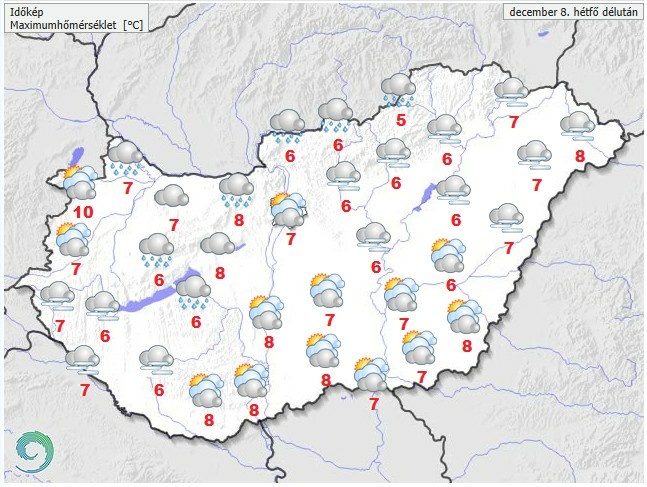 Időjárás-előrejelzés hétfő délelőttre