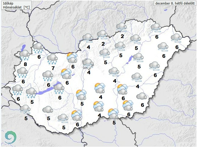 Időjárás-előrejelzés hétfő délelőttre