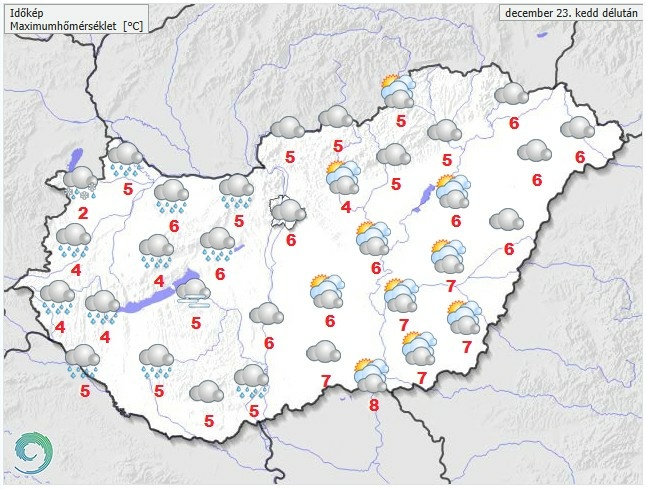 Időjárás-előrejelzés kedd délutánra