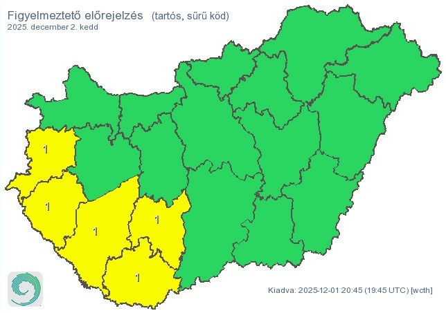 A legalacsonyabb éjszakai hőmérséklet -2 és +5 fok között valószínű. A legmagasabb nappali hőmérséklet kedden 1 és 8 fok között alakul, a tartósan ködös részeken lesz a leghidegebb.