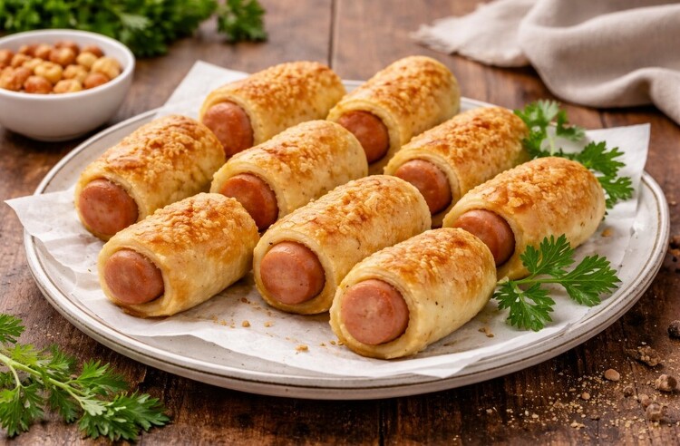 Virslis falatkák leveles tésztából