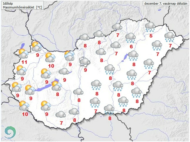 Időjárás-előrejelzés vasárnap délutánra