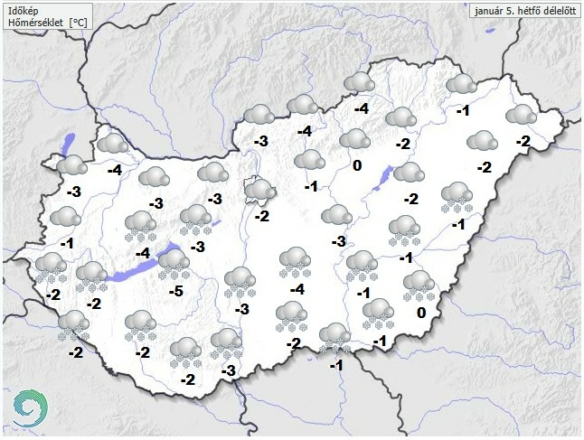 Időjárás-előrejelzés hétfő délelőttre