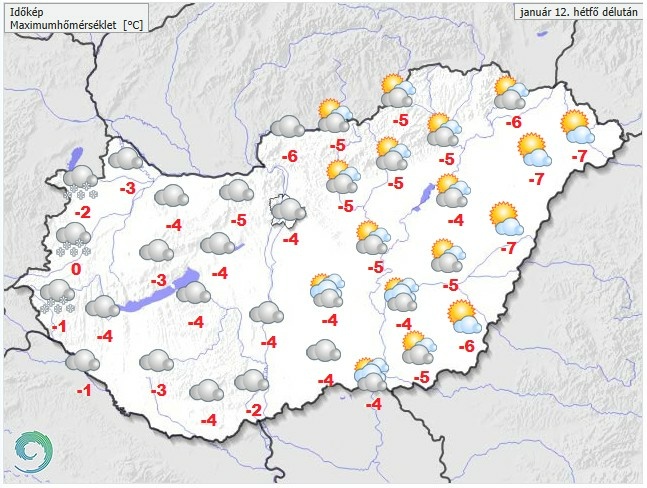 Időjárás-előrejelzés hétfő délelőttre