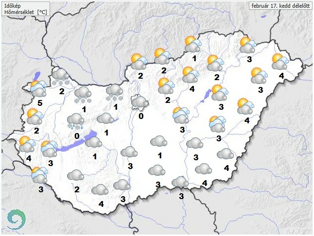 ​Időjárás-előrejelzés kedd - Forrás: met.hu