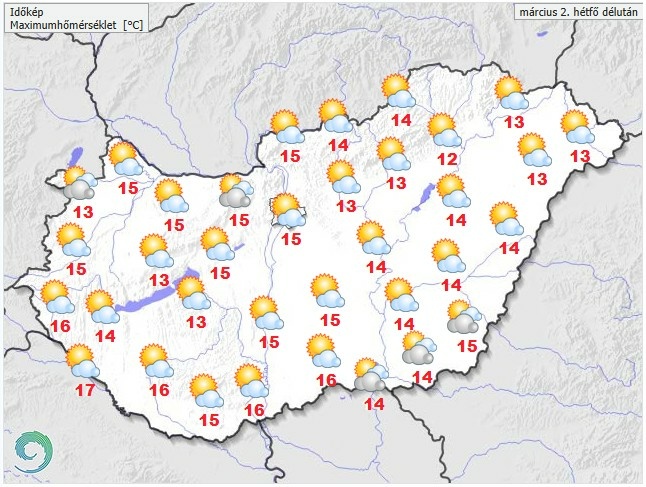 Időjárás-előrejelzés hétfő délelőttre