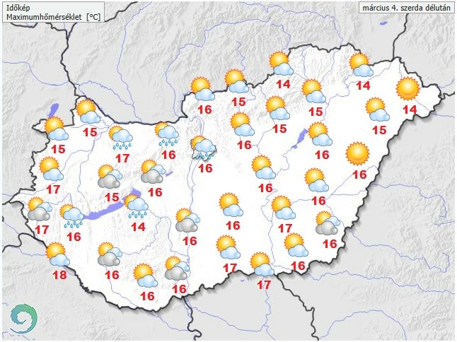 Időjárás-előrejelzés szerda délutánra