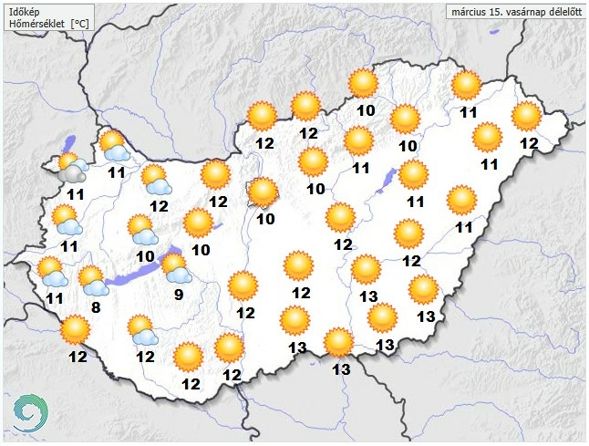 Időjárás-előrejelzés vasárnap délelőttre