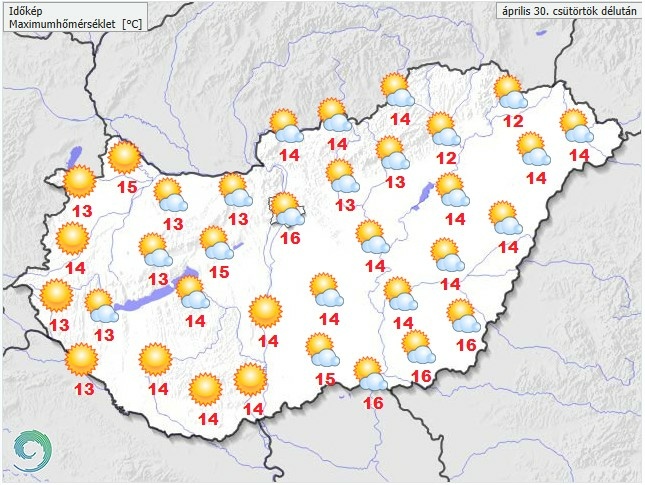 Időjárás-előrejelzés szerda délutánra