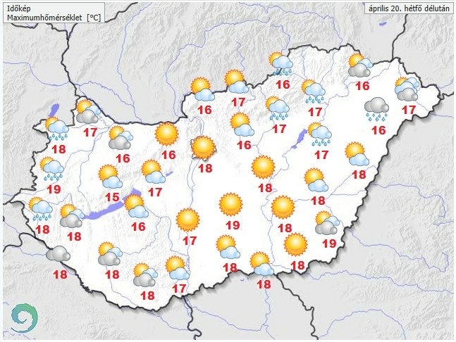 Időjárás-előrejelzés hétfő délelőttre