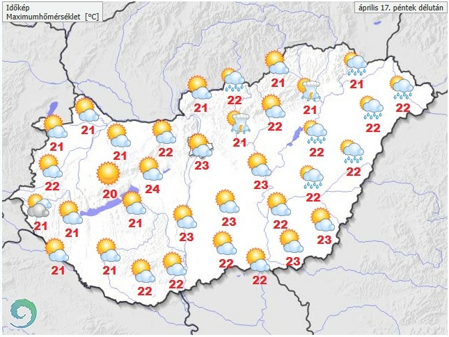 Időjárás-előrejelzés péntek délutánra