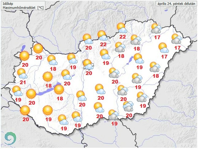 Időjárás-előrejelzés péntek délutánra