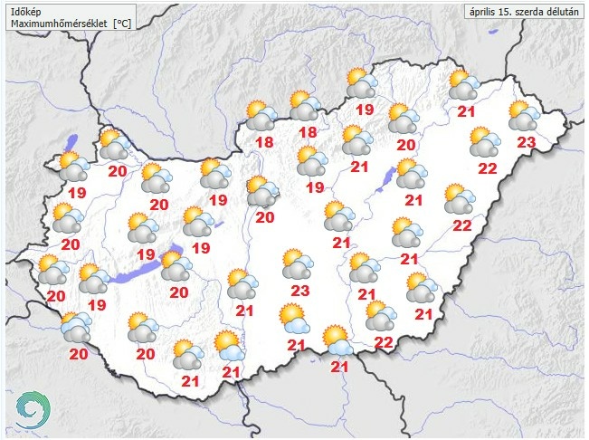Időjárás-előrejelzés szerda délutánra
