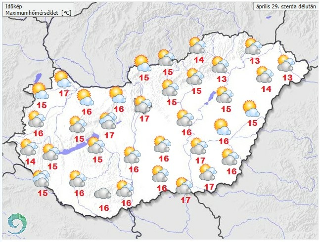 Időjárás-előrejelzés szerda délutánra