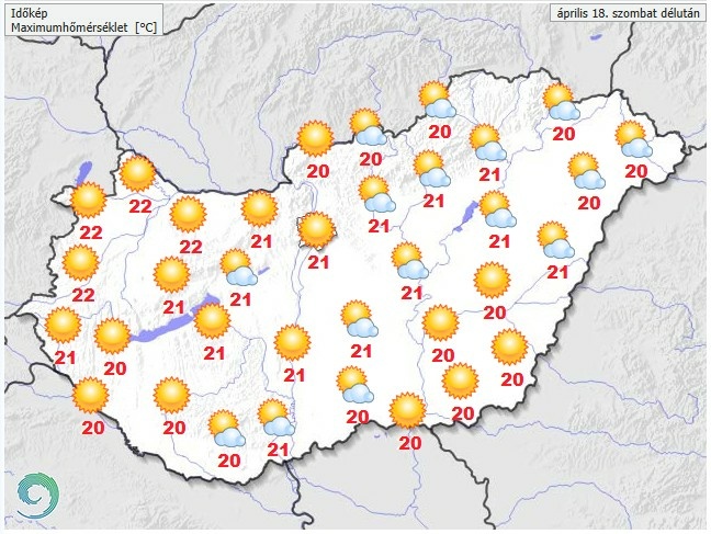 Időjárás-előrejelzés szombat délutánra