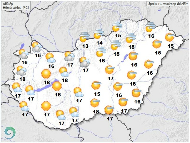 Időjárás-előrejelzés vasárnap délelőttre