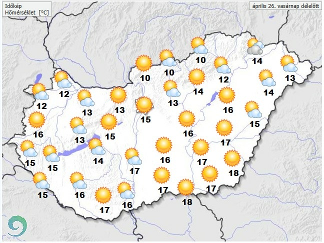 Időjárás-előrejelzés vasárnap délelőttre