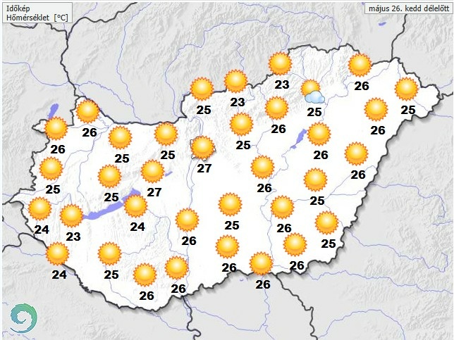 ​Időjárás-előrejelzés kedd - Forrás: met.hu