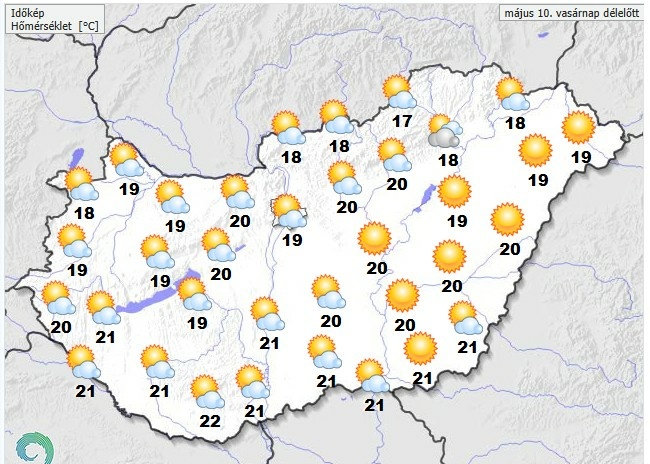 Időjárás-előrejelzés vasárnap délelőttre
