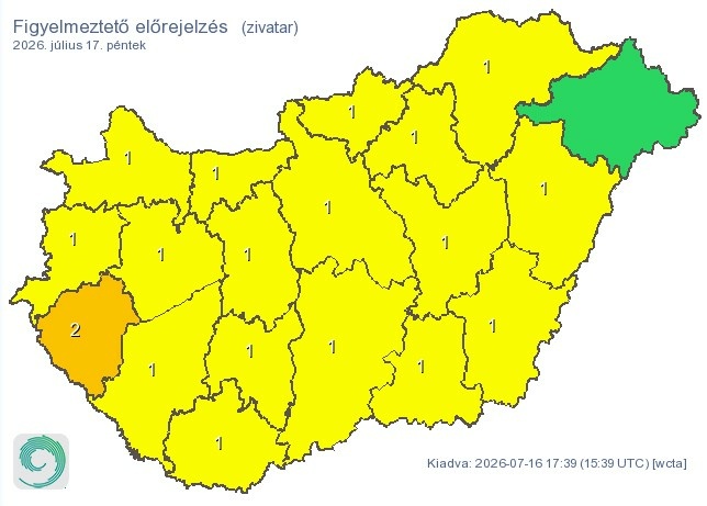 Figyelmeztetés - Zivatarok