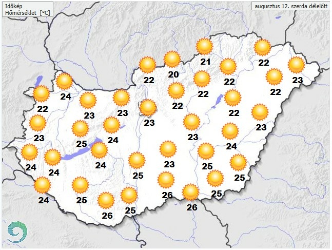 Időjárás-előrejelzés szerda délelőttre - Forrás: met.hu