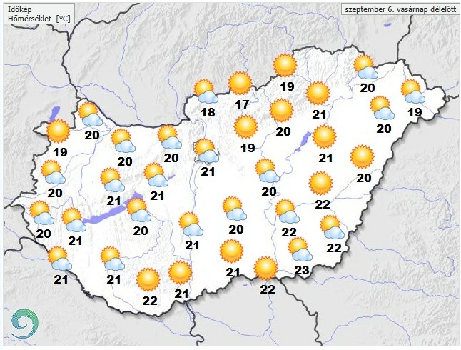 Időjárás-előrejelzés vasárnap délutánra