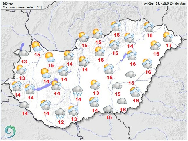 Időjárás-előrejelzés csütörtök délutánra