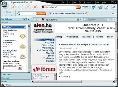 Így fest az ALON a Netscape 8 alól Netscape 8