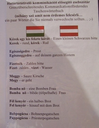 Egy kőszegi kávézó alternatív német-magyar szótárja