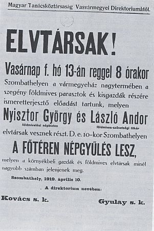 Egy plakát a sok közül Tanácsköztársaság