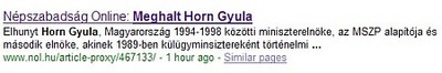 Horn Gyula halálhírét keltette a Népszabadság