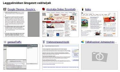  Google Chrome képernyő