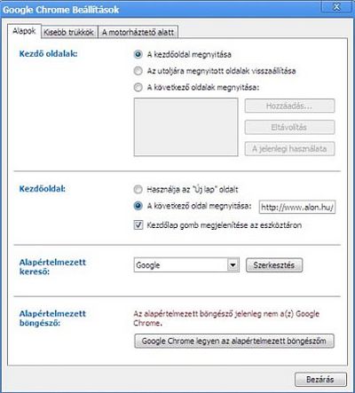 Google Chrome képernyő