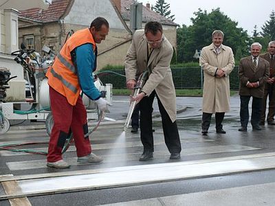Szabó Gábor és a főmunkálatok Közlekedésbiztonsági roadshow Szombathely