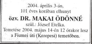 Elhunyt József Etelka, József Attila nővére
