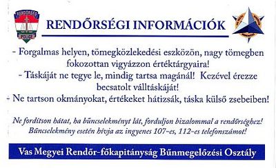 Zsebtolvajos matricák a buszokon