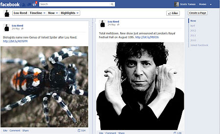 A n&eacute;vad&aacute;sr&oacute;l Lou Reed Facebook-oldala is besz&aacute;molt