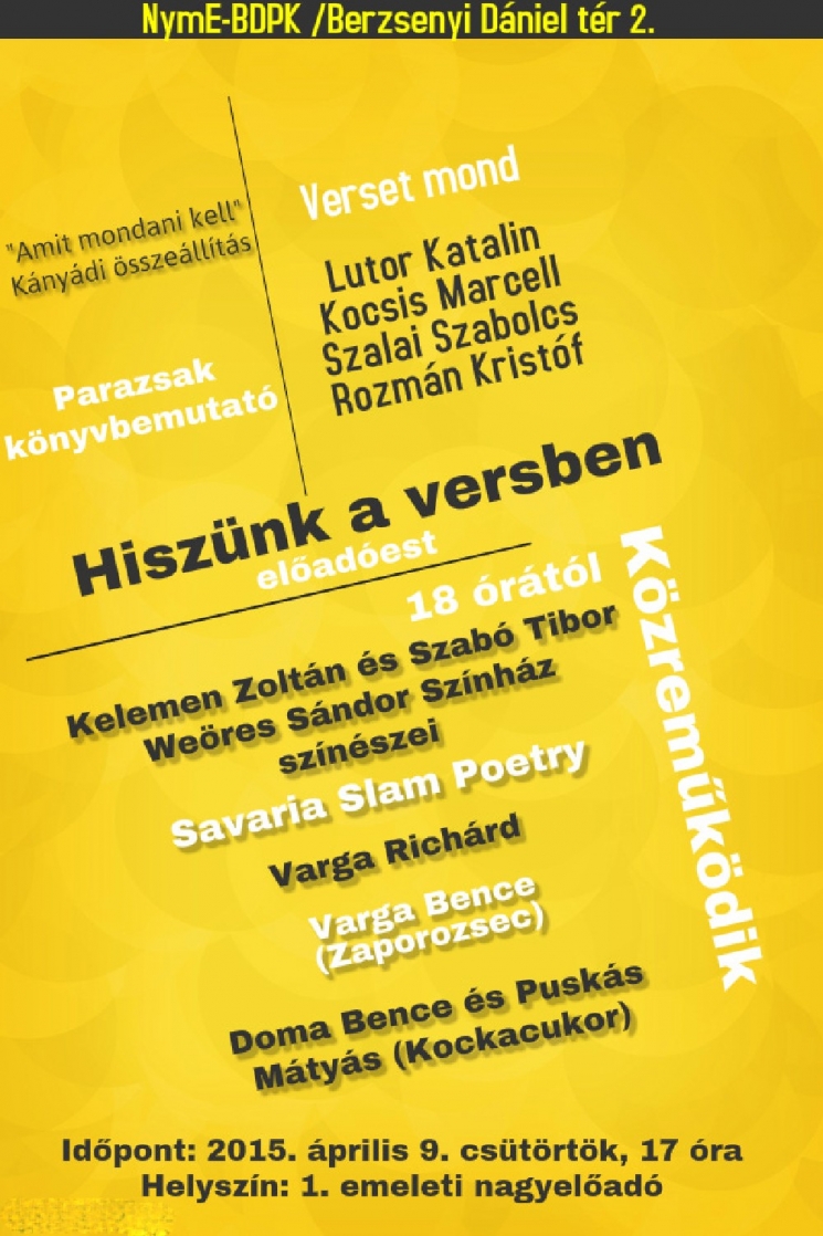 Költészet napja a NYME Pedagógiai Karán Költészet napja a NYME Pedagógiai Karán