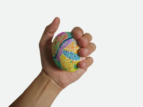Gumiból készült stresszlabda, mint Budapest-térkép Gumiból készült stresszlabda, mint Budapest-térkép