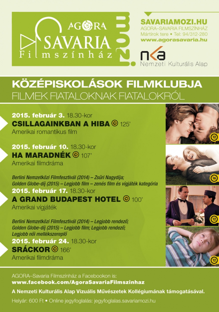 Középiskolások filmklubja az Agora Savaria Filmszínházban