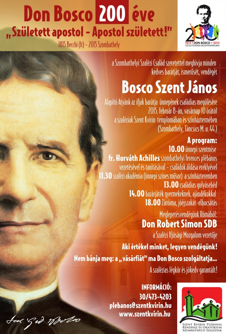Szalézi ünnep - Don Bosco 200 éve Szalézi ünnep - Don Bosco 200 éve