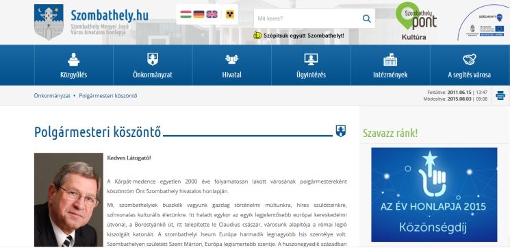 Polgármesteri köszöntők a Vas megyei városi honlapokon Polgármesteri köszöntők a Vas megyei városi honlapokon