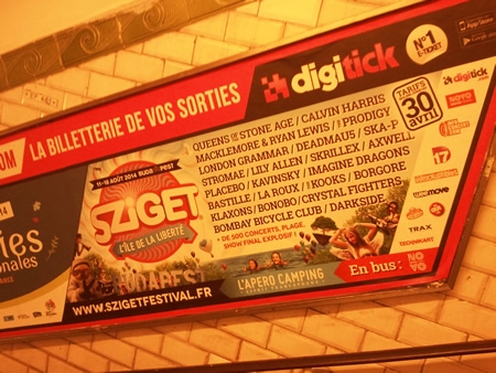 A Sziget 2014 plakátka a párizsi metróban A Sziget 2014 plakátka a párizsi metróban